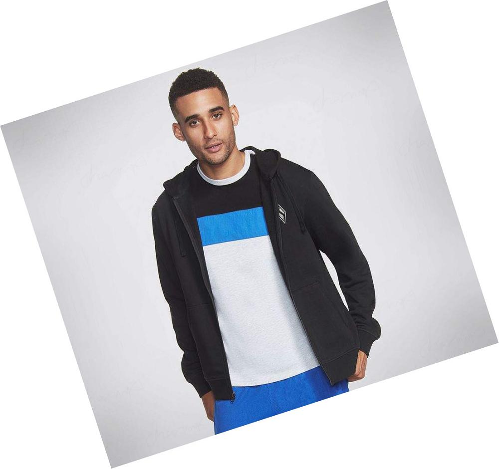 Sudadera Skechers Apparel Diamond Front Zip Hombre Negras | A562L_AR