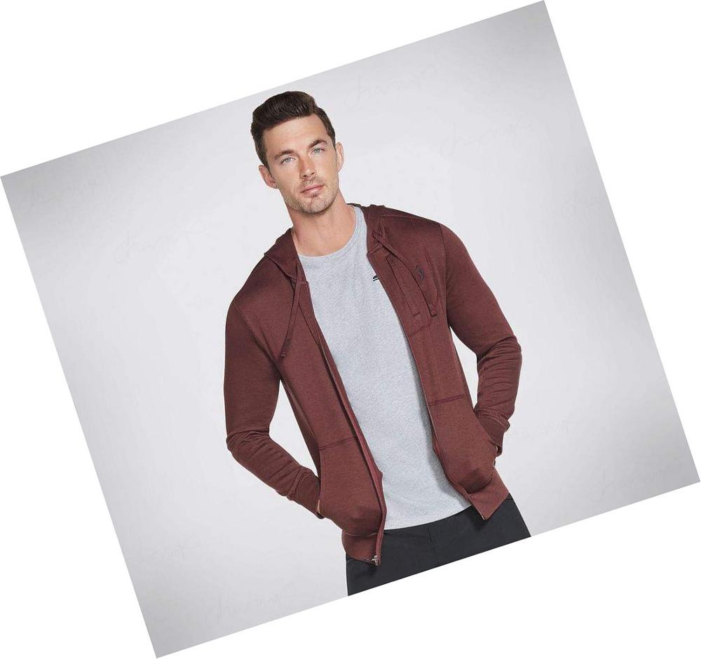 Sudadera Skechers Apparel GOknit Pique Full Zip Hombre Marrones | A6893_AR