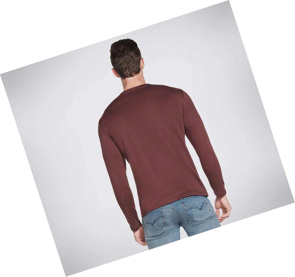 Sudadera Skechers Apparel GOknit Pique Henley Hombre Marrones | A889P_AR