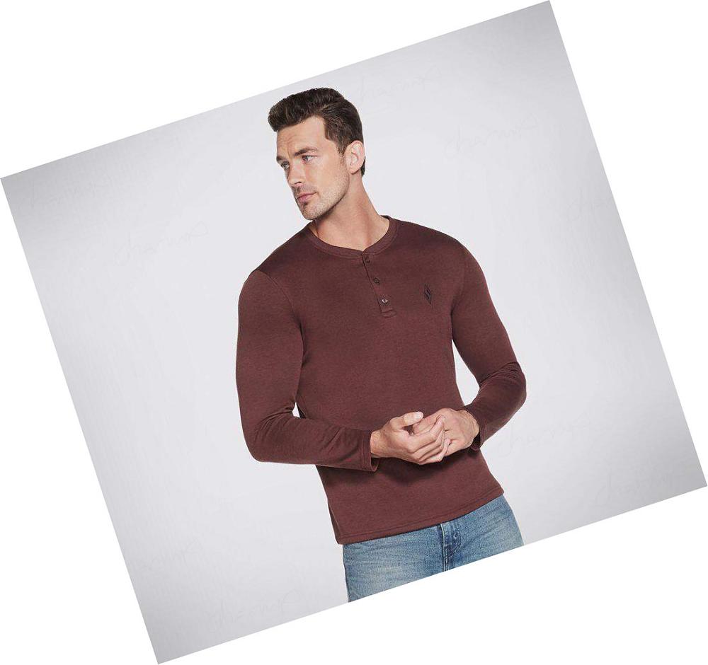 Sudadera Skechers Apparel GOknit Pique Henley Hombre Marrones | A889P_AR