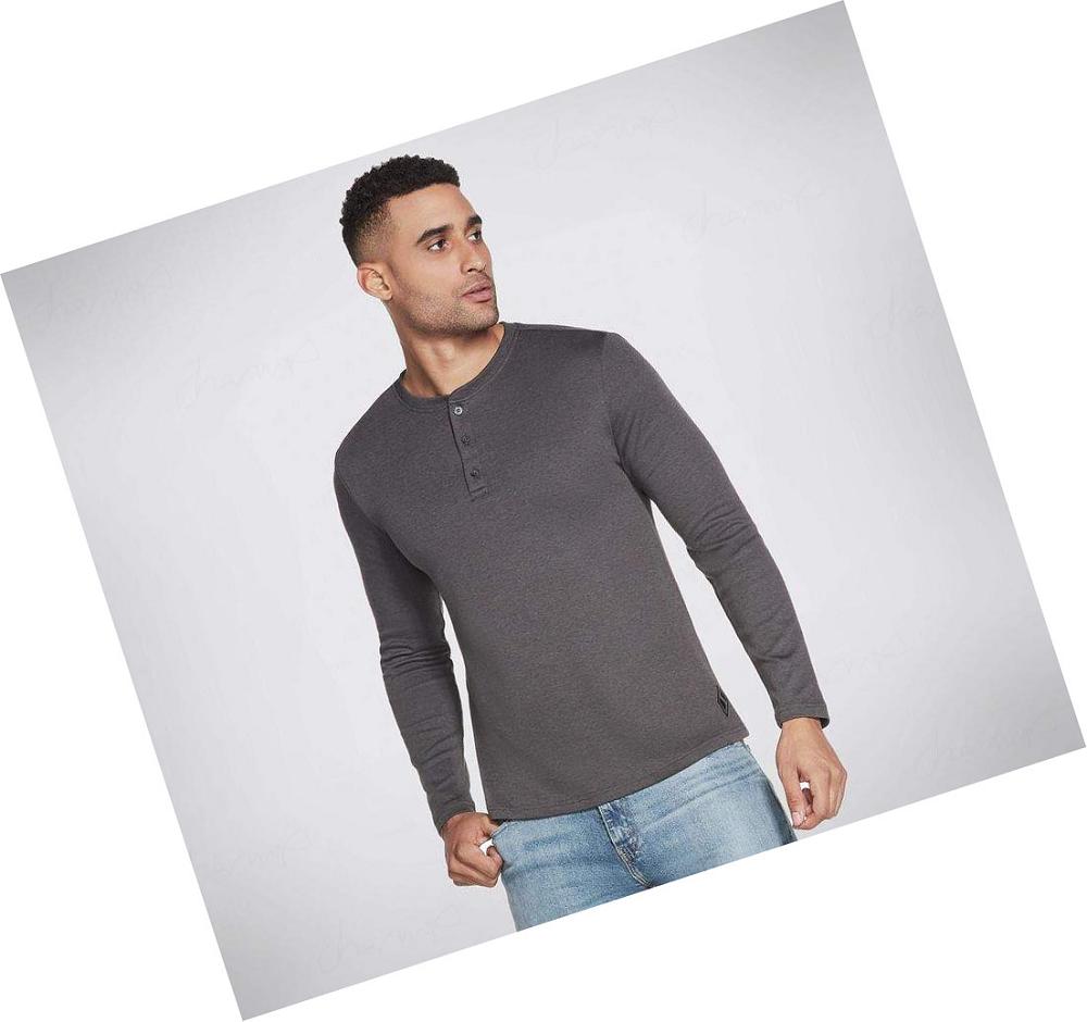 Sudadera Skechers Apparel GOknit Pique Henley Hombre Gris | A900L_AR