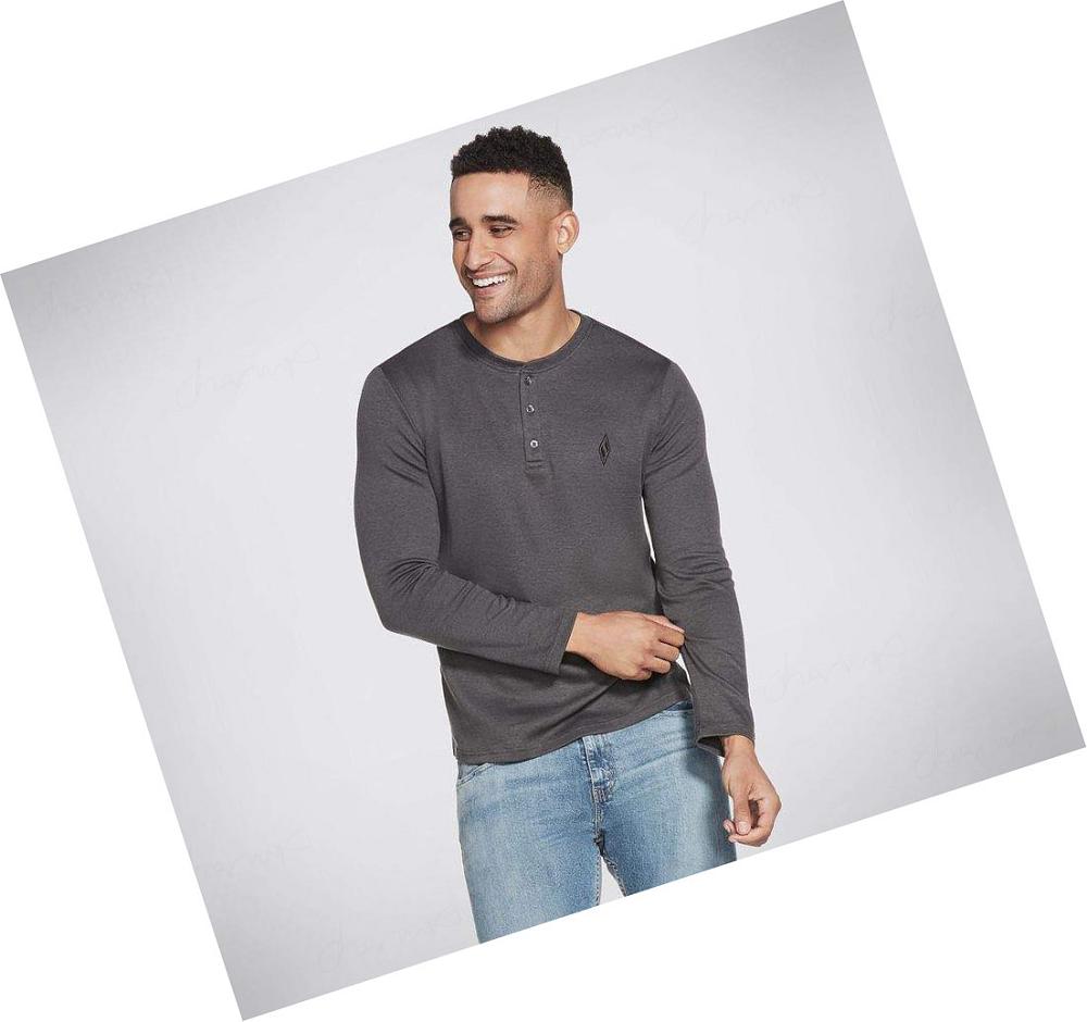 Sudadera Skechers Apparel GOknit Pique Henley Hombre Gris | A900L_AR