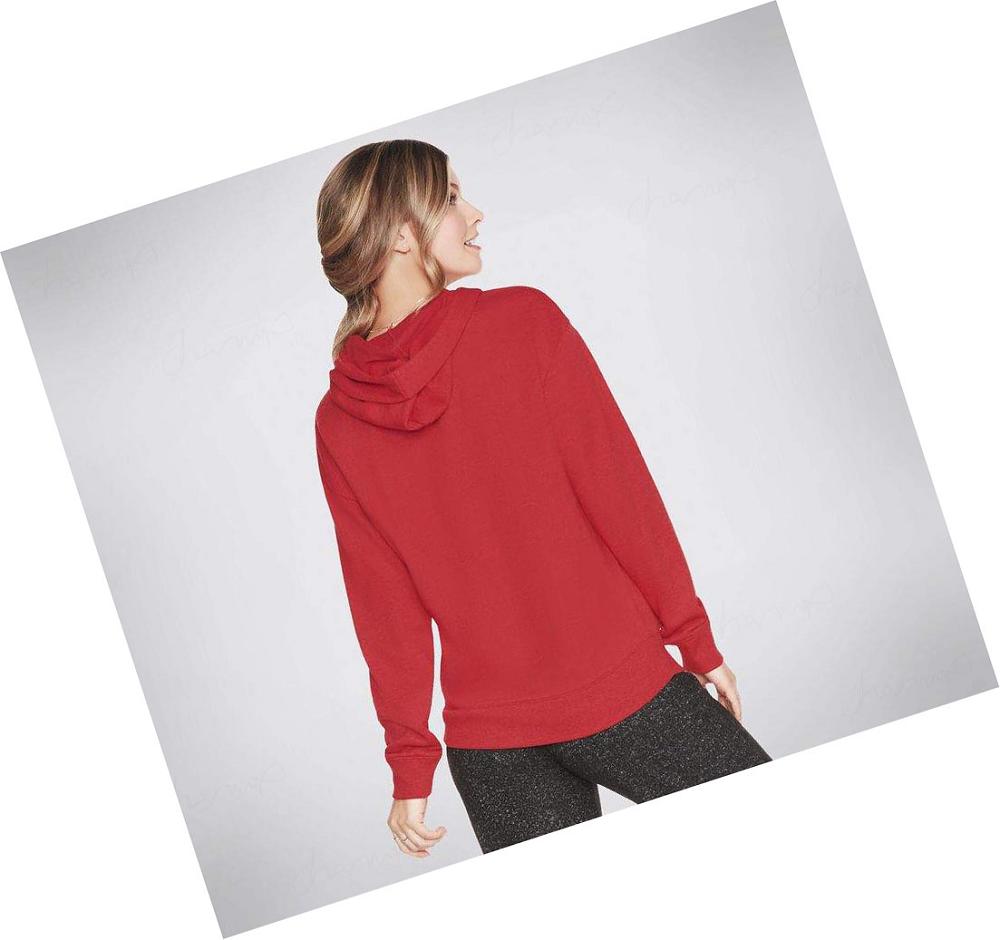 Sudadera Skechers BOBS Apparel - Doggy Pouch Pullover Mujer Rojas | A0T2C_AR