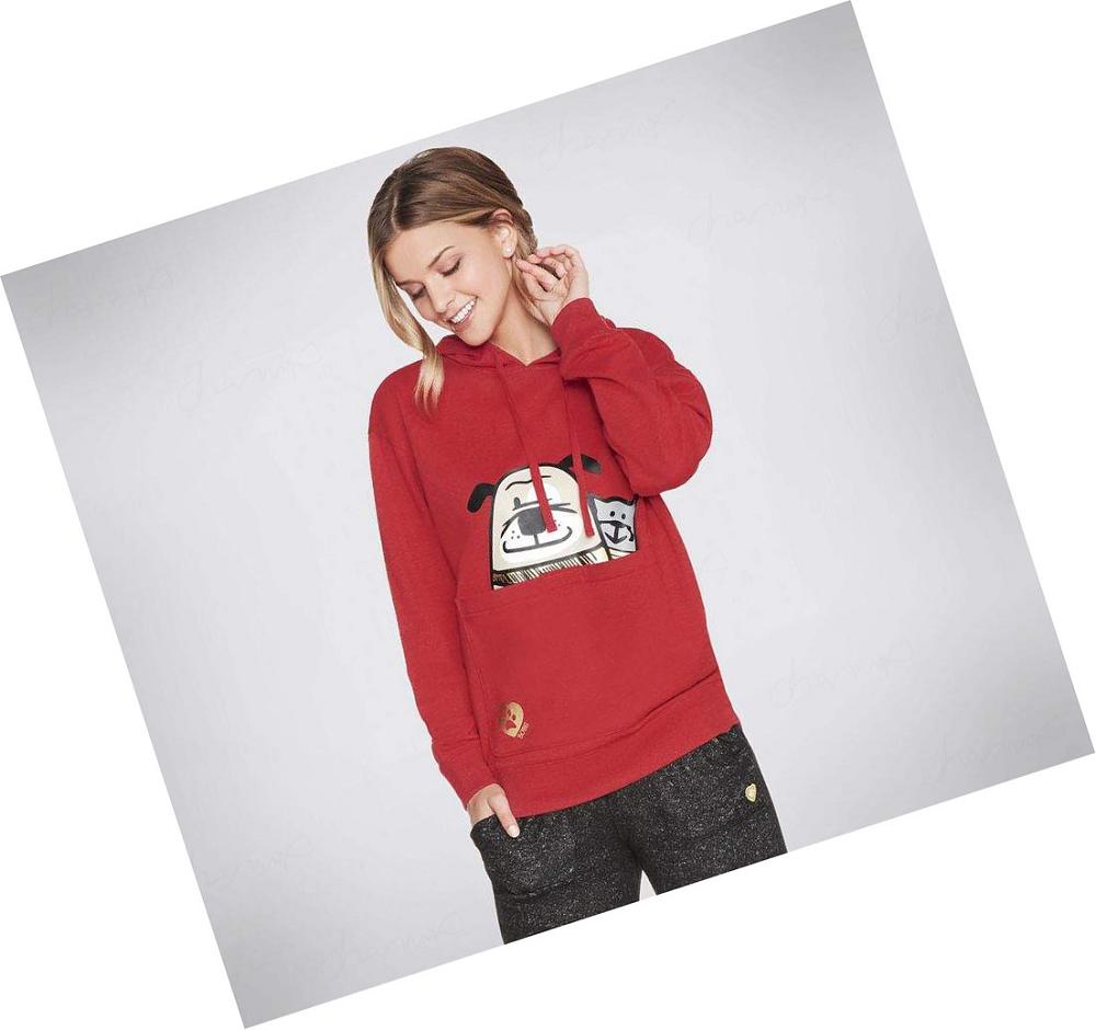 Sudadera Skechers BOBS Apparel - Doggy Pouch Pullover Mujer Rojas | A0T2C_AR