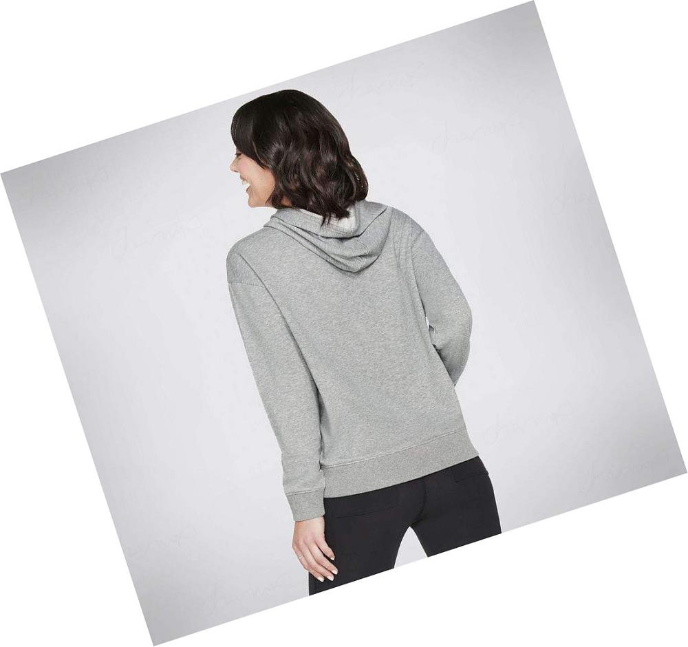 Sudadera Skechers BOBS Apparel Mittens Pouch Pullover Mujer Gris | 3822A_AR