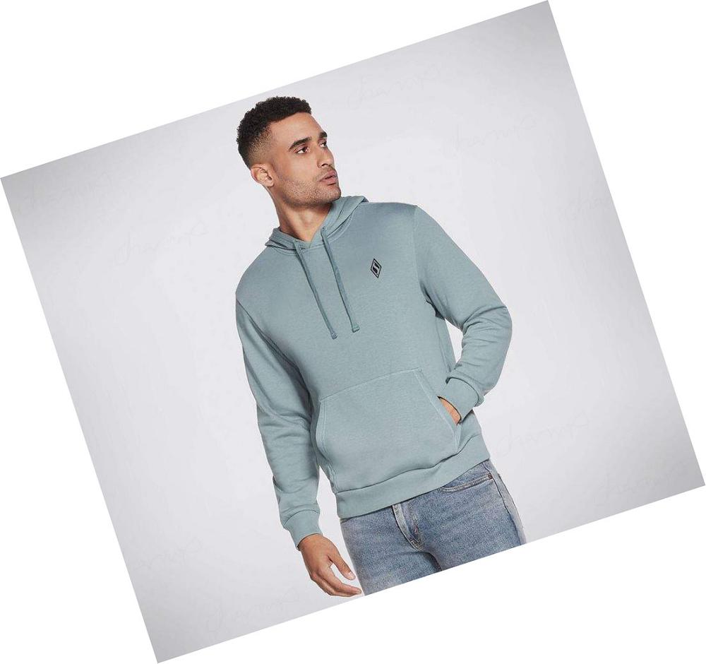 Sudadera Skechers GOLOUNGE Apparel Border Diamond Hombre Turquesa | A8390_AR