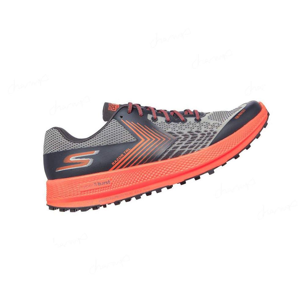 Zapatillas De Trail Running Skechers GOrun Razor Hombre Gris Naranjas | AT8TP_AR