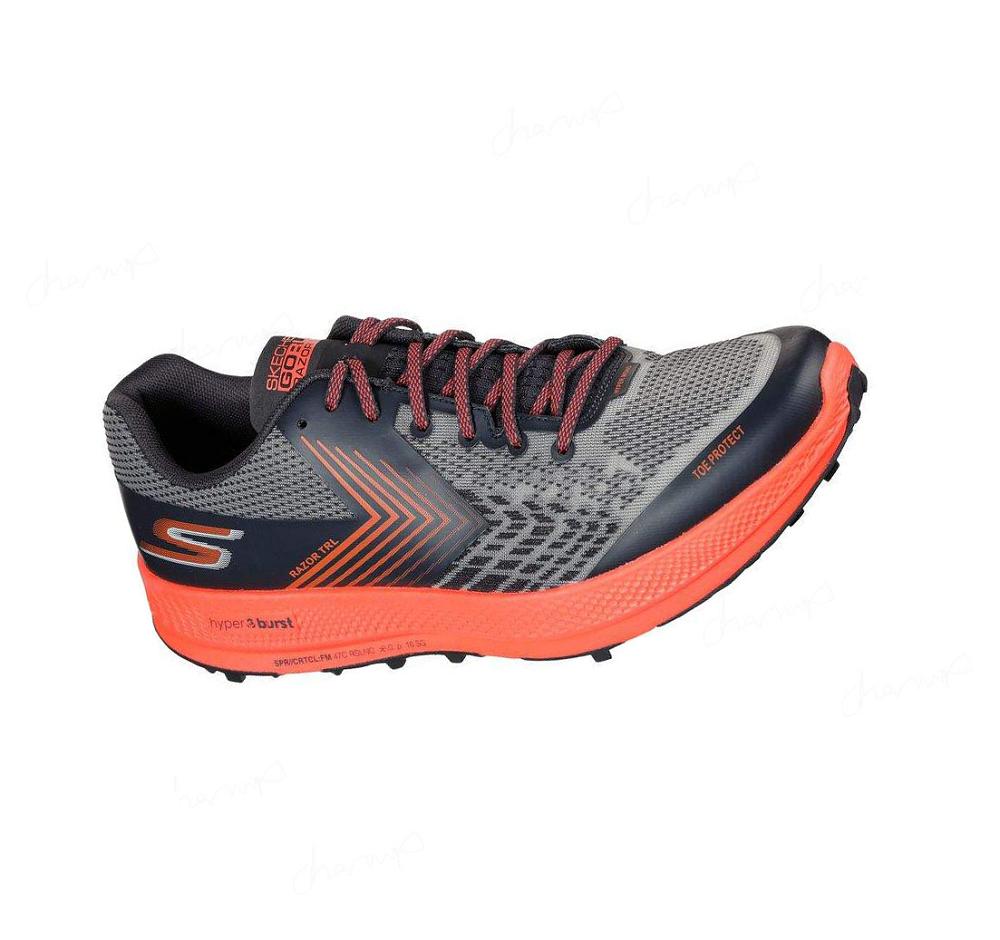 Zapatillas De Trail Running Skechers GOrun Razor Hombre Gris Naranjas | AT8TP_AR