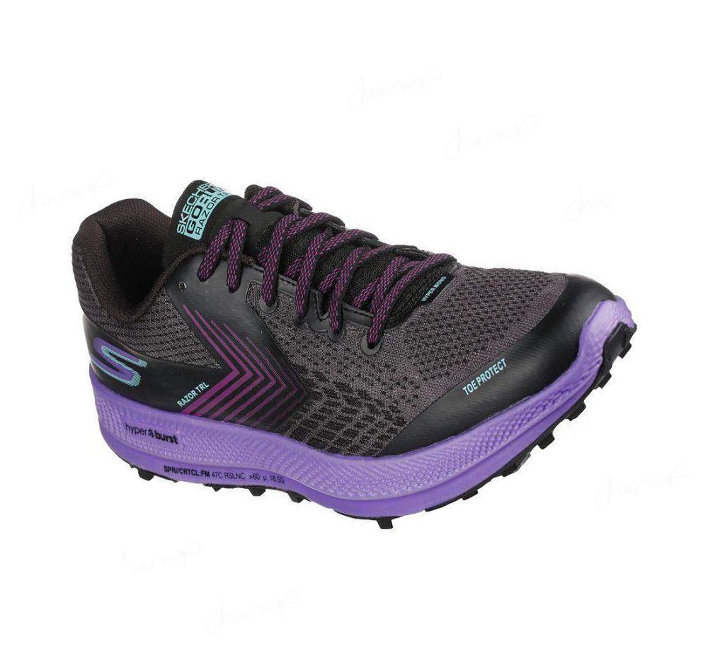 Zapatillas De Trail Running Skechers GOrun Razor Trail Mujer Negras Moradas | T23AL_AR