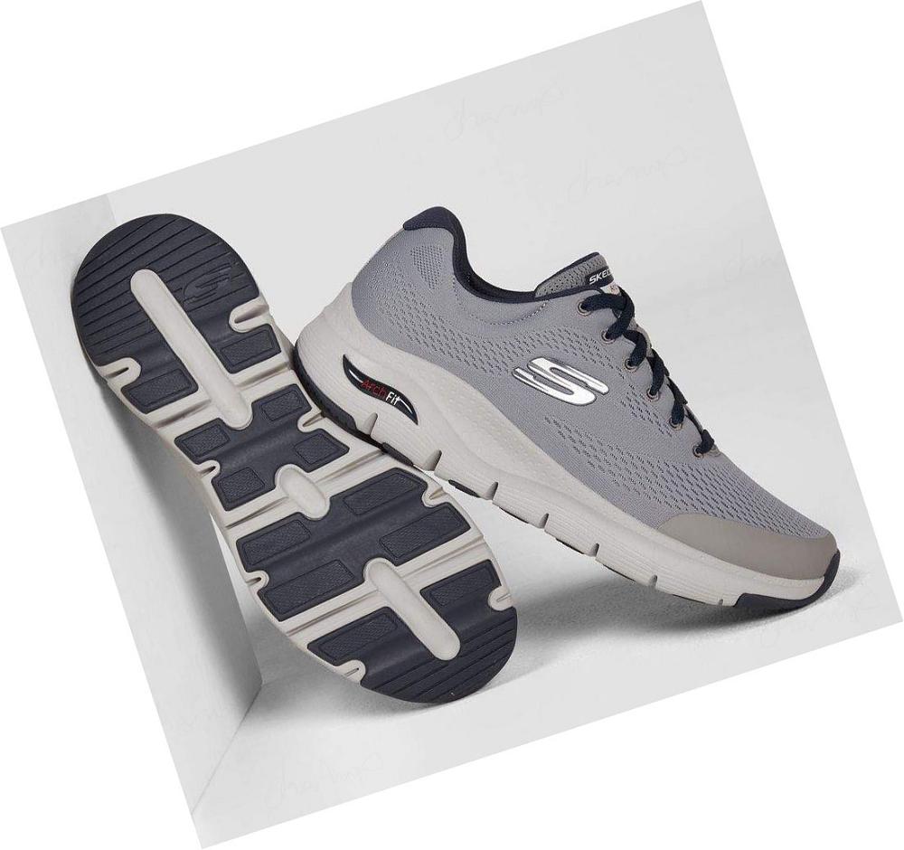 Zapatillas Deportivos Skechers Arch Fit Hombre Gris Azul Marino | 5T125_AR