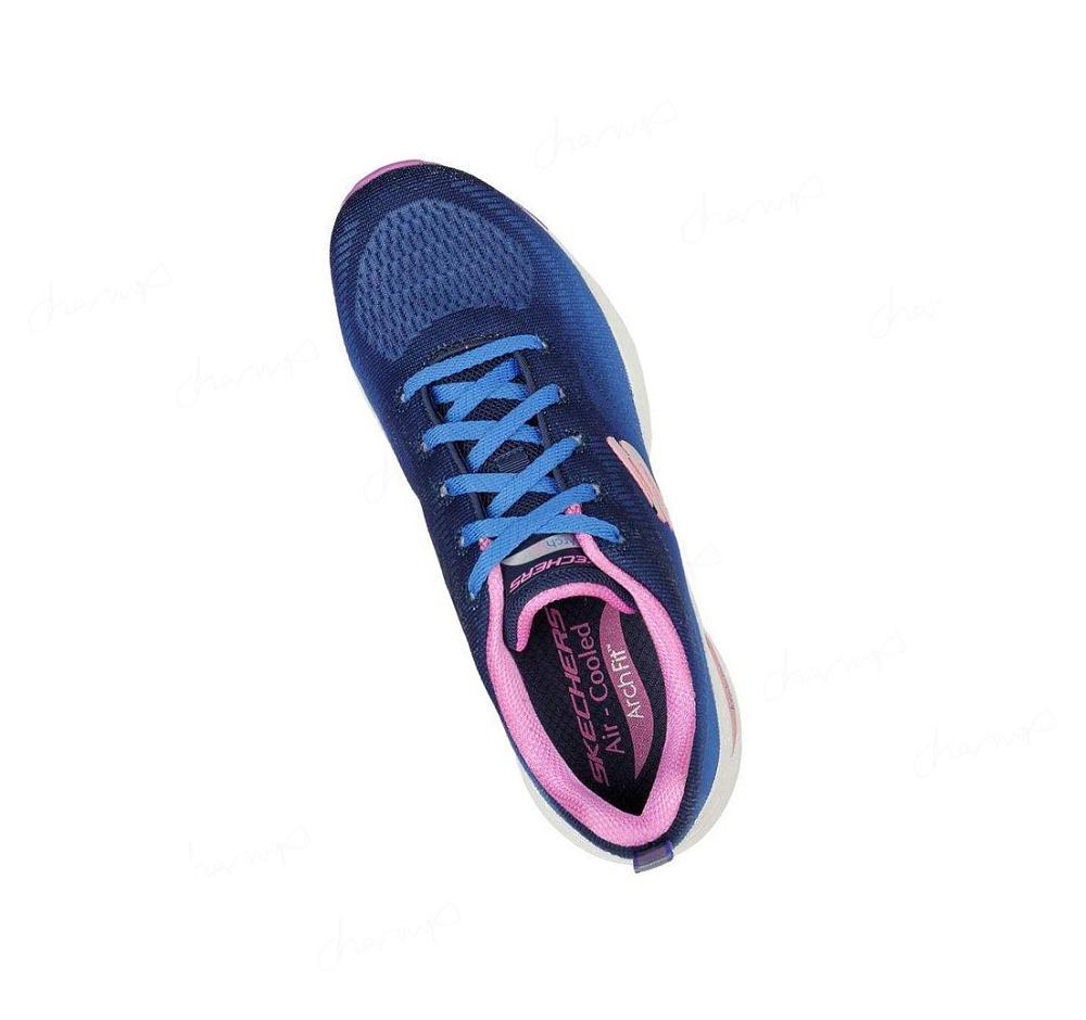 Zapatillas Deportivos Skechers Arch Fit - Vibrant Step Mujer Azul Marino Multicolor | A6A8R_AR