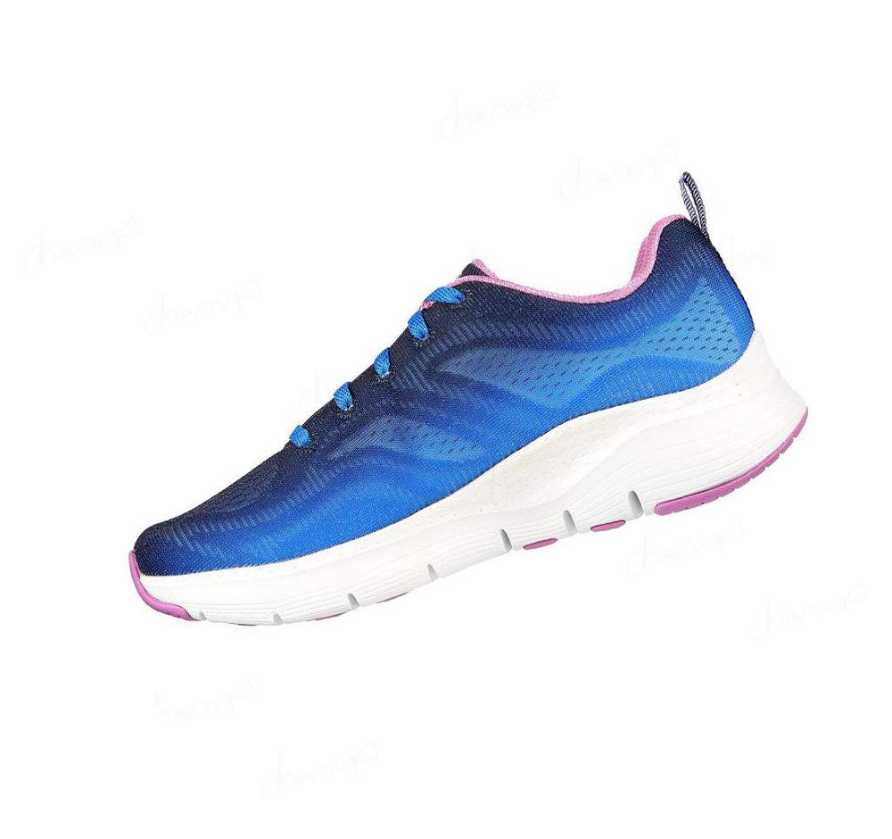 Zapatillas Deportivos Skechers Arch Fit - Vibrant Step Mujer Azul Marino Multicolor | A6A8R_AR