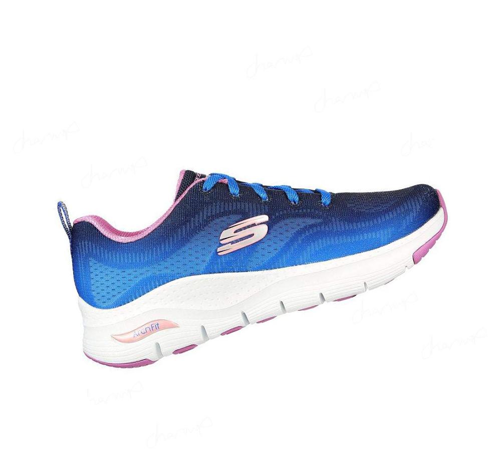 Zapatillas Deportivos Skechers Arch Fit - Vibrant Step Mujer Azul Marino Multicolor | A6A8R_AR