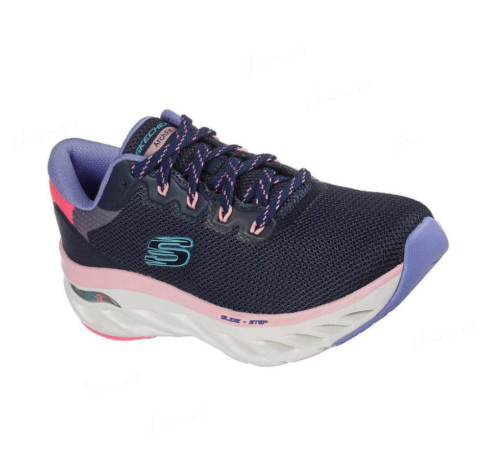 Zapatillas Deportivos Skechers Arch Fit Glide-Step - Highlighter Mujer Azul Marino Multicolor | AT98L_AR