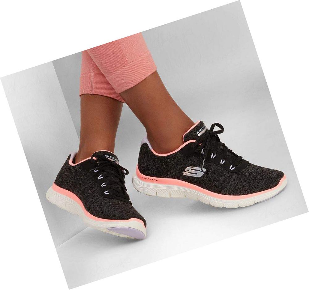 Zapatillas Deportivos Skechers Flex Appeal 4.0 - Fresh Move Mujer Negras Coral | 6T69X_AR