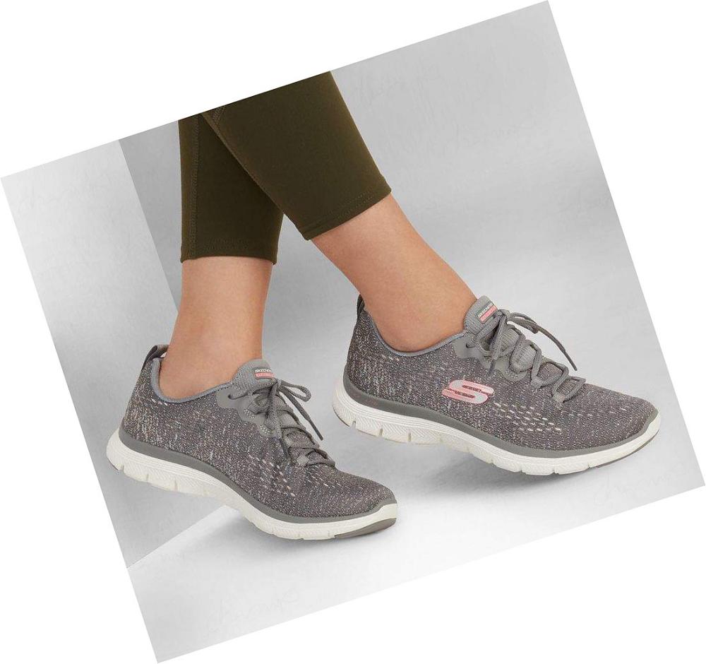 Zapatillas Deportivos Skechers Flex Appeal 4.0 - Vivid Spirit Mujer Gris Rosas | 6T8AA_AR