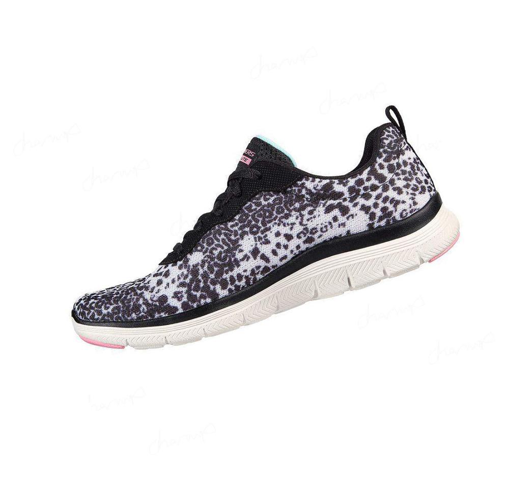 Zapatillas Deportivos Skechers Flex Appeal 4.0 - Wild N' Out Mujer Blancas Negras | 6T9T3_AR