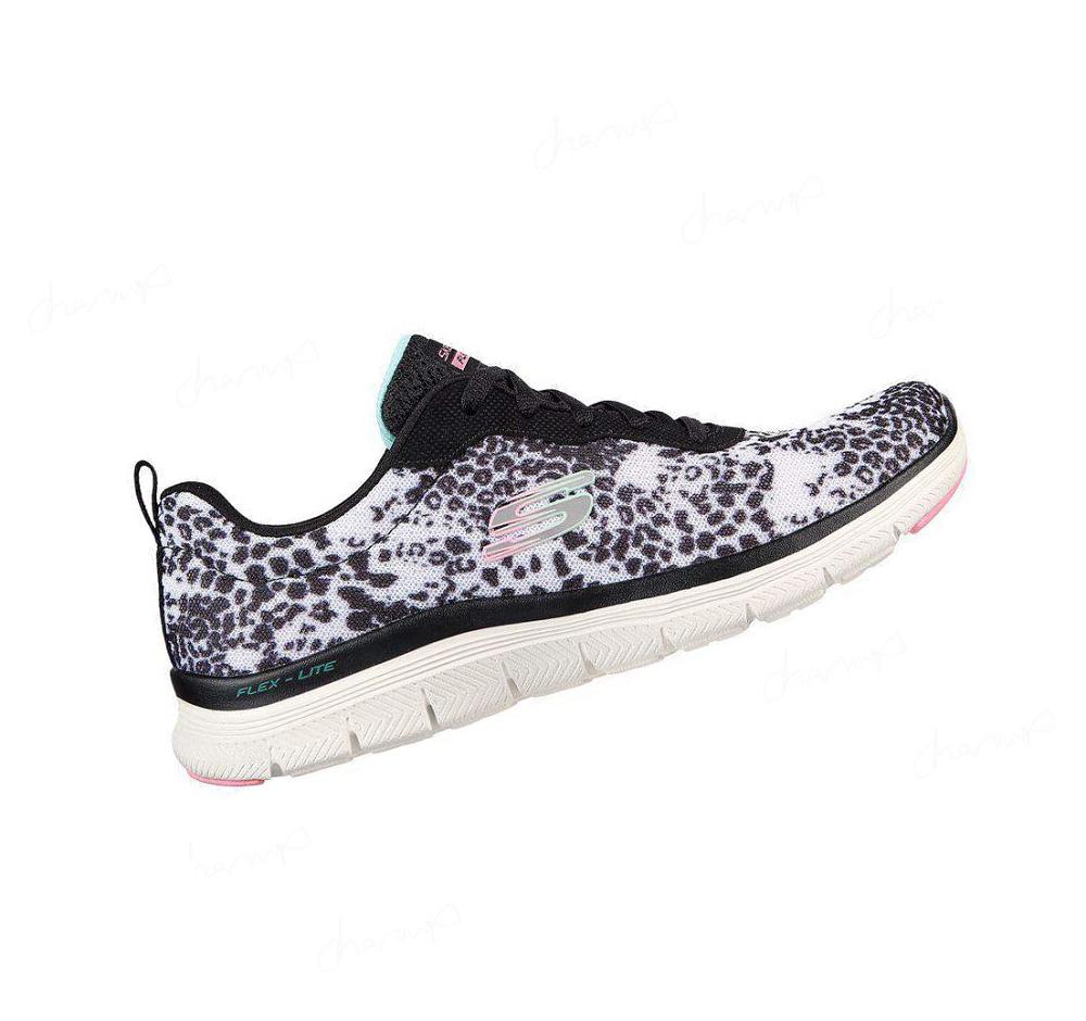 Zapatillas Deportivos Skechers Flex Appeal 4.0 - Wild N' Out Mujer Blancas Negras | 6T9T3_AR