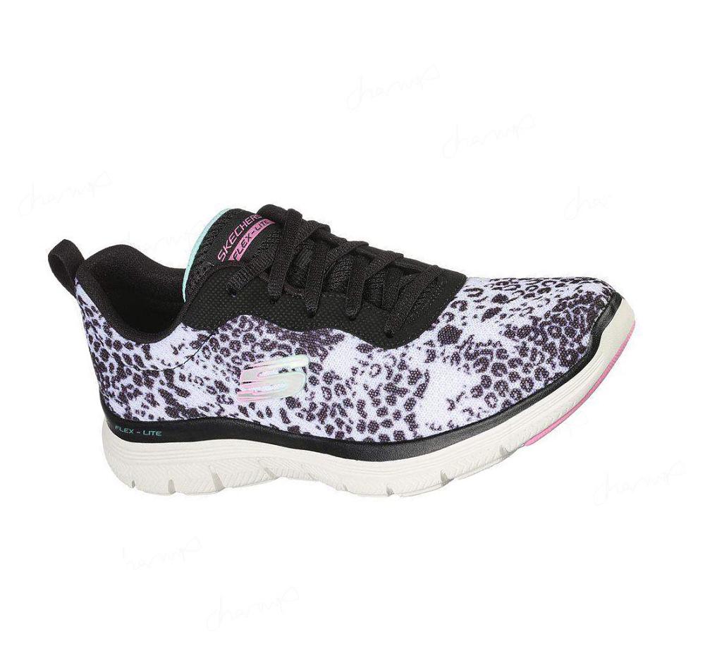 Zapatillas Deportivos Skechers Flex Appeal 4.0 - Wild N\' Out Mujer Blancas Negras | 6T9T3_AR