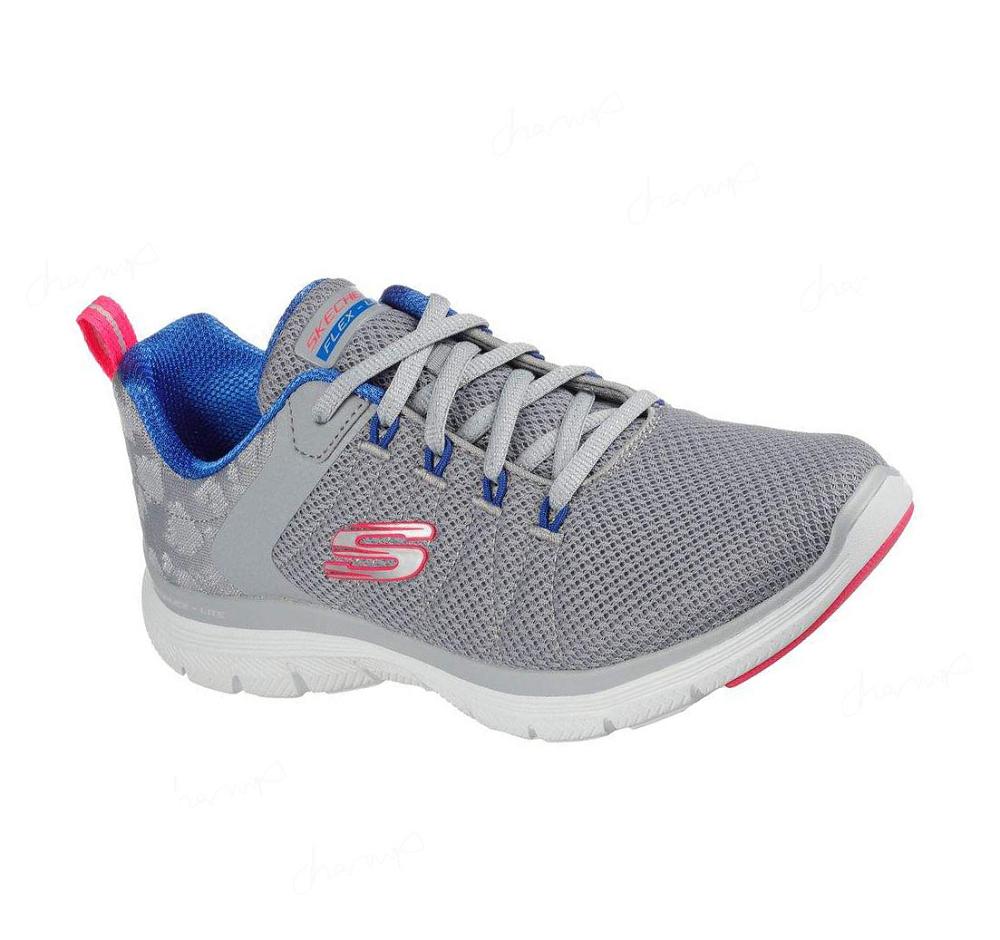 Zapatillas Deportivos Skechers Flex Appeal 4.0 - Elegante Ways Mujer Gris Multicolor | I898A_AR