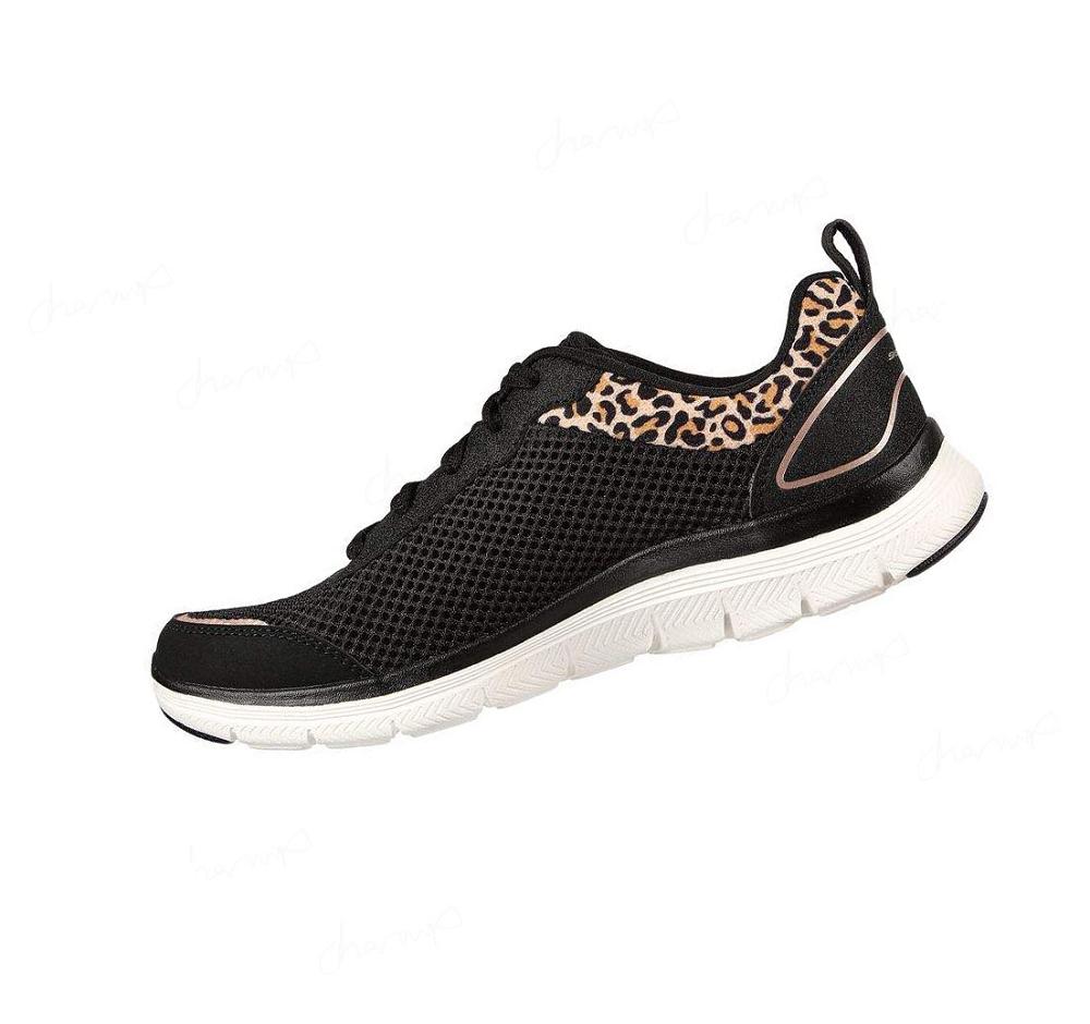 Zapatillas Deportivos Skechers Flex Appeal 4.0 - Wild Pulse Mujer Negras Leopardo | I9T3D_AR