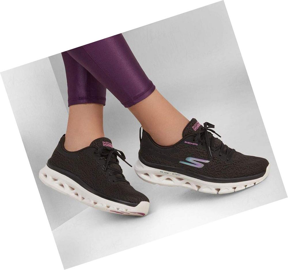 Zapatillas Deportivos Skechers GO RUN Glide-Step Flex Mujer Negras Blancas | A323X_AR