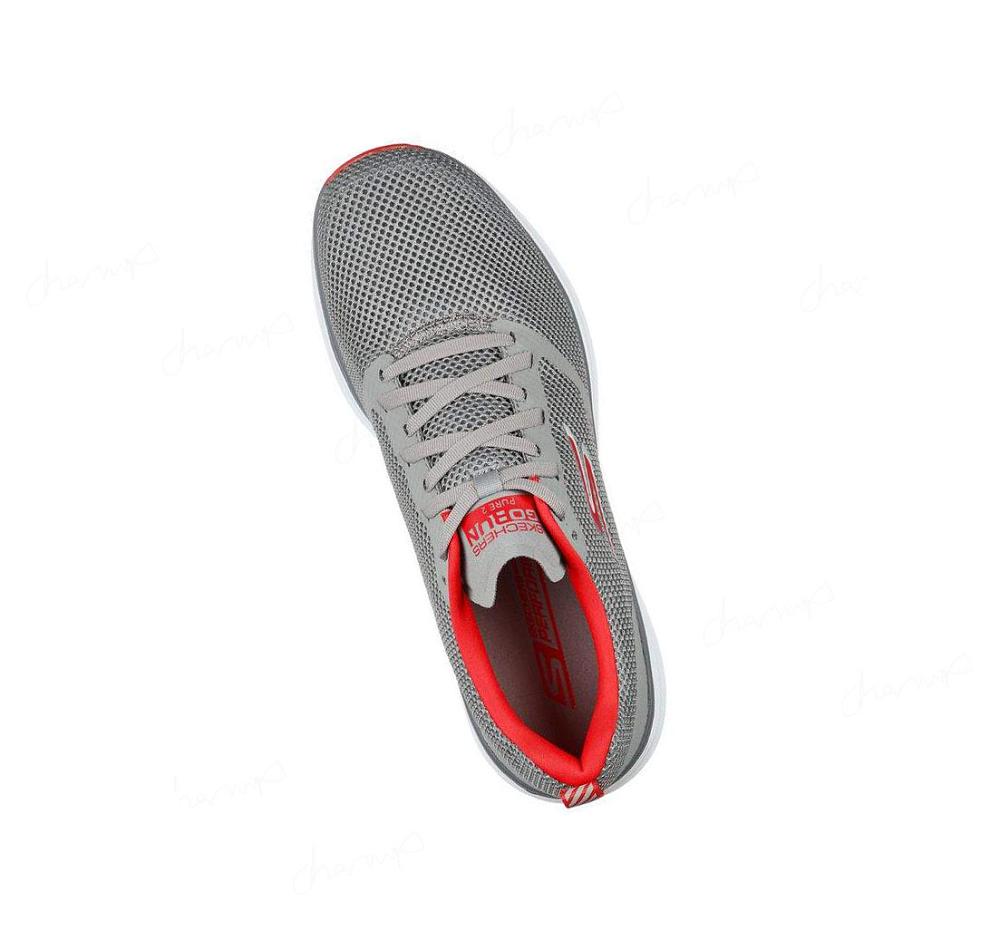 Zapatillas Deportivos Skechers GOrun Pure 2 - Axis Hombre Gris Rojas | 363TD_AR