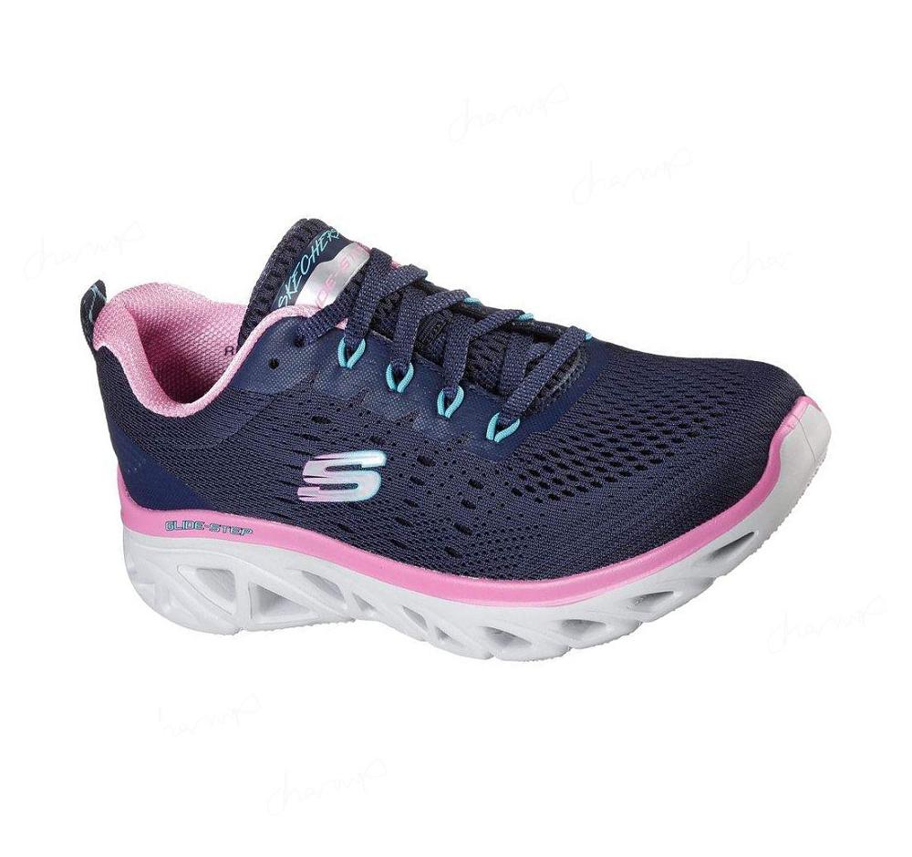 Zapatillas Deportivos Skechers Glide-Step Deporte - Fresh Charm Mujer Azul Marino Rosas | 6809D_AR