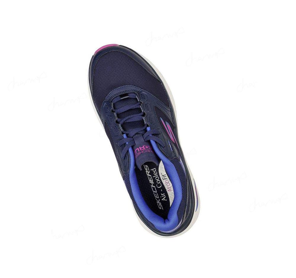 Zapatillas Deportivos Skechers Max Cushioning Arch Fit - Fast Dash Mujer Azul Marino Moradas | 69A8L_AR