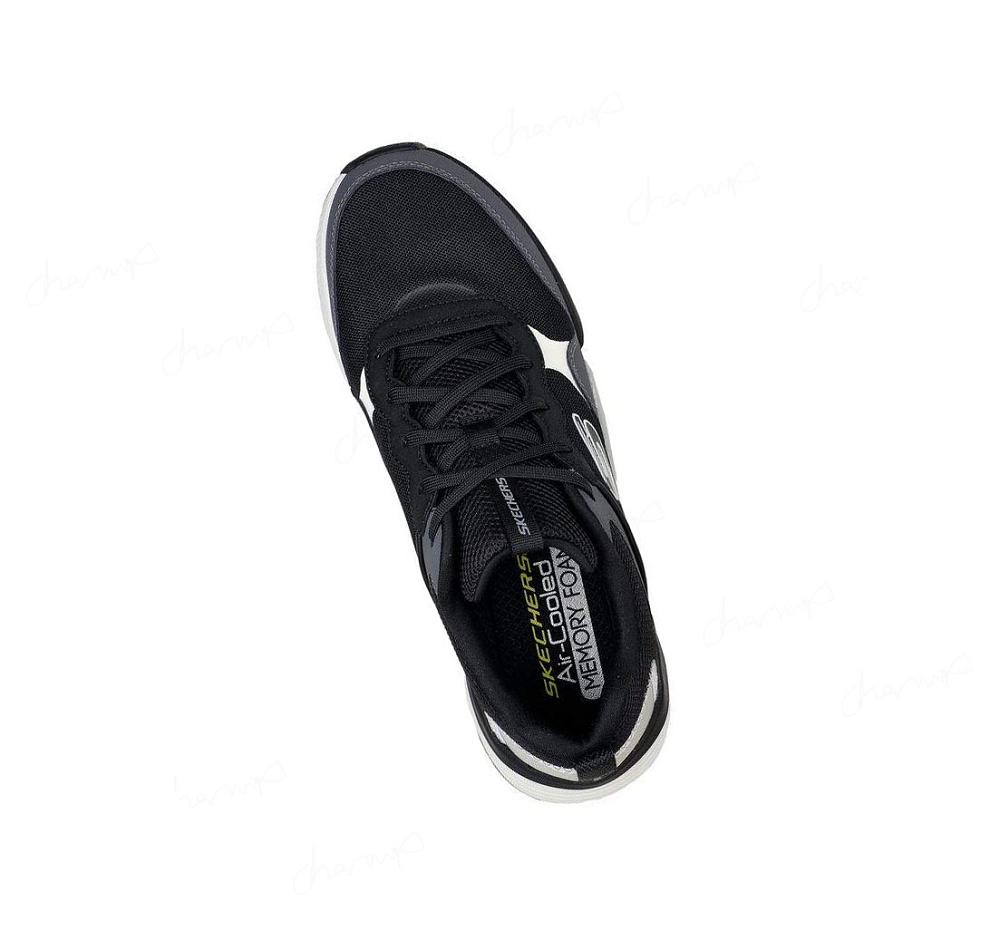 Zapatillas Deportivos Skechers Mira Hombre Negras Blancas | A025G_AR