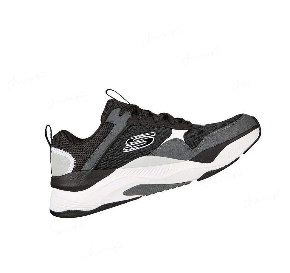 Zapatillas Deportivos Skechers Mira Hombre Negras Blancas | A025G_AR