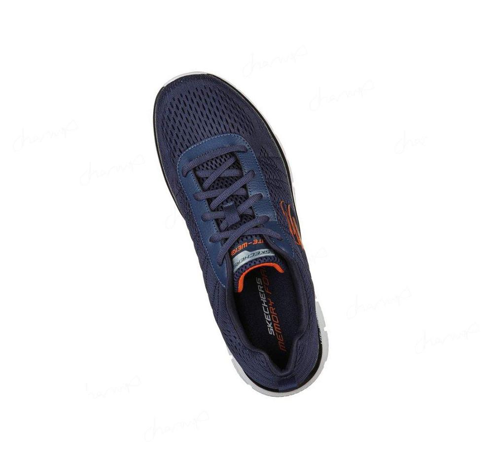 Zapatillas Deportivos Skechers Pista - Moulton Hombre Azul Marino Naranjas | A23TQ_AR