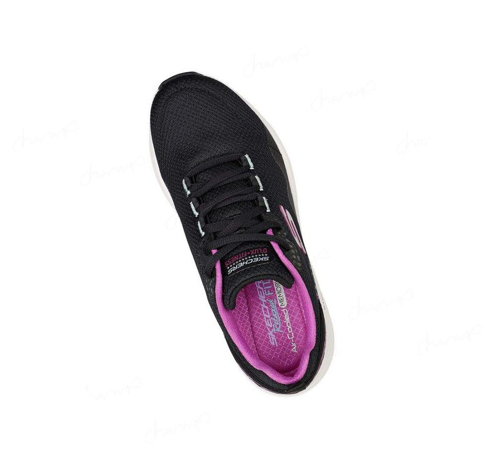 Zapatillas Deportivos Skechers Relaxed Fit: D'Lux Fitness - Roam Free Mujer Negras Rosas | 3098W_AR