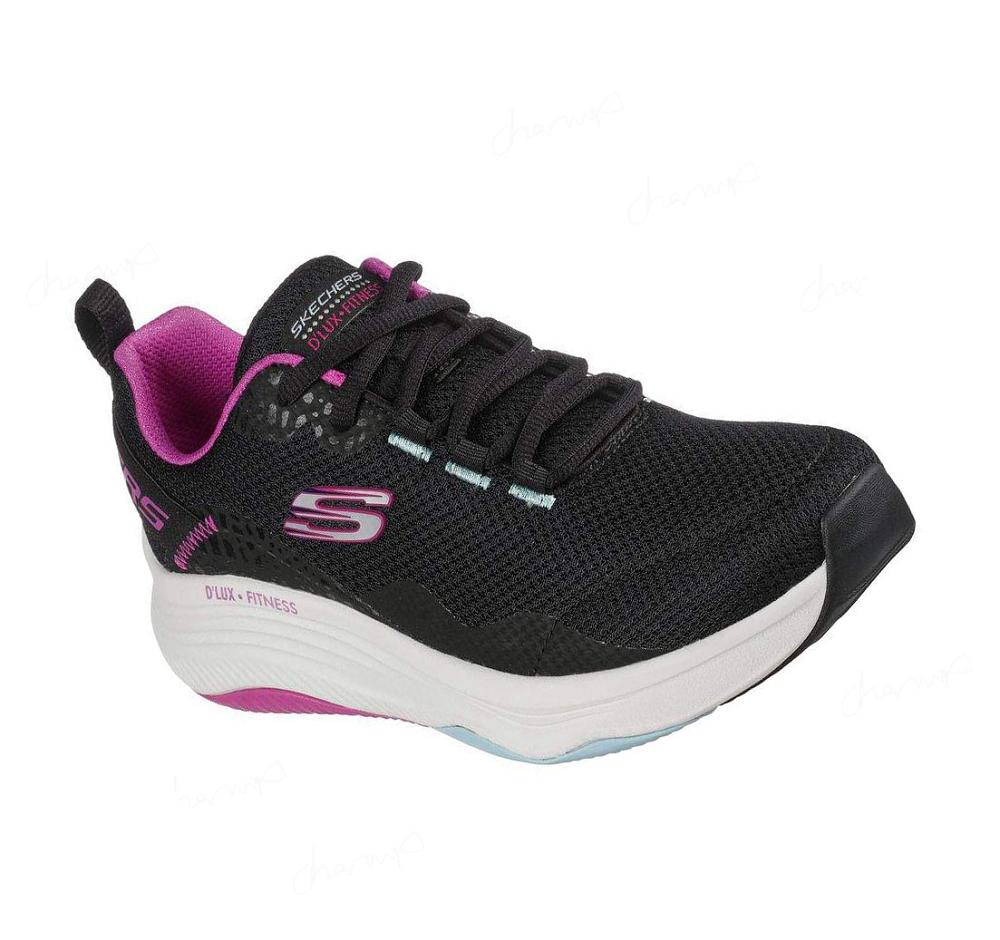 Zapatillas Deportivos Skechers Relaxed Fit: D\'Lux Fitness - Roam Free Mujer Negras Rosas | 3098W_AR