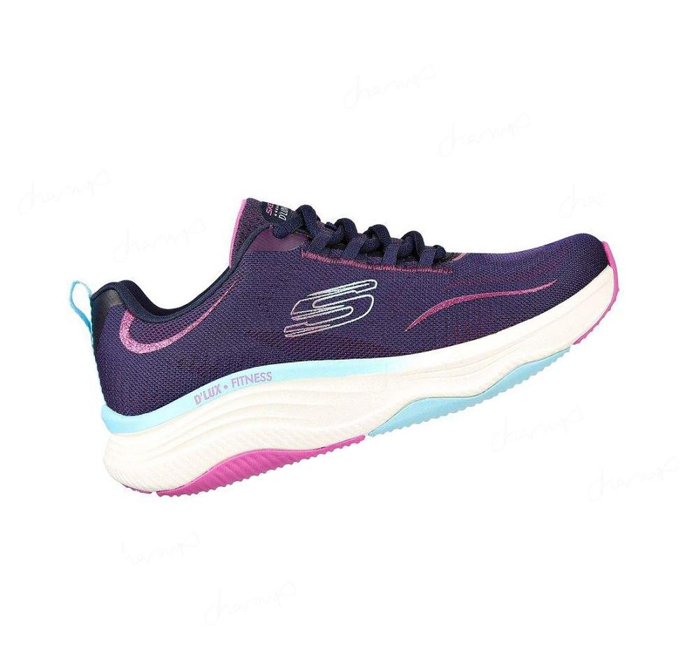 Zapatillas Deportivos Skechers Relaxed Fit: D'Lux Fitness Mujer Azul Marino Moradas | 3123P_AR