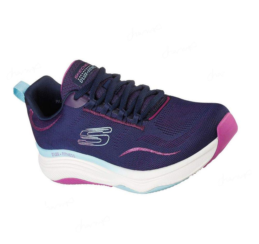 Zapatillas Deportivos Skechers Relaxed Fit: D\'Lux Fitness Mujer Azul Marino Moradas | 3123P_AR