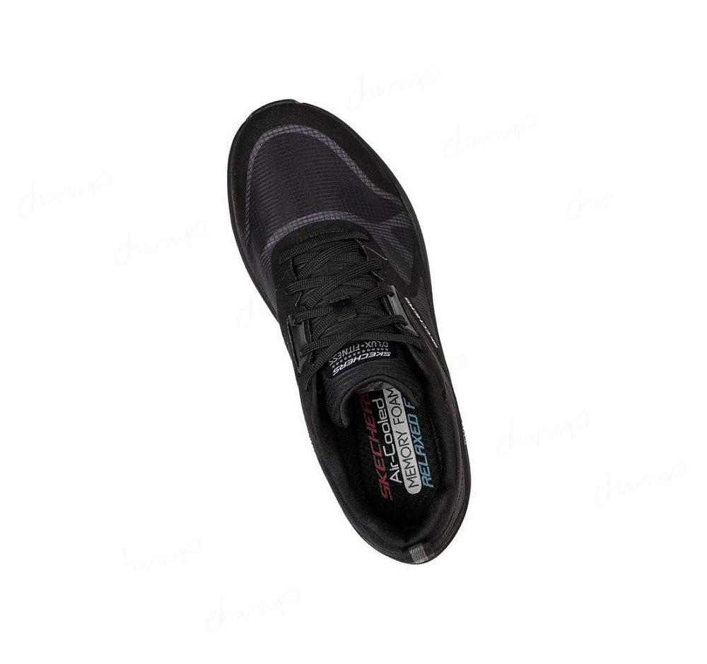 Zapatillas Deportivos Skechers Relaxed Fit: D'Lux Fitness Hombre Negras Blancas | 5T89D_AR