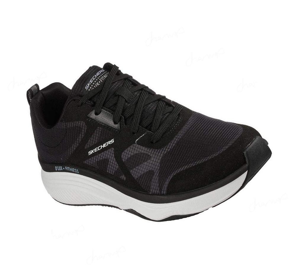 Zapatillas Deportivos Skechers Relaxed Fit: D\'Lux Fitness Hombre Negras Blancas | 5T89D_AR