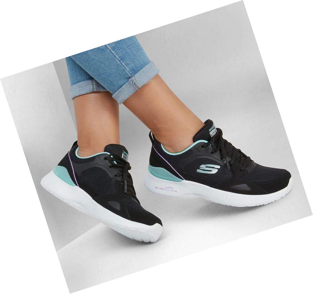 Zapatillas Deportivos Skechers Skech-Air Dynamight - Carefree Way Mujer Negras Verde Menta | 3T230_AR