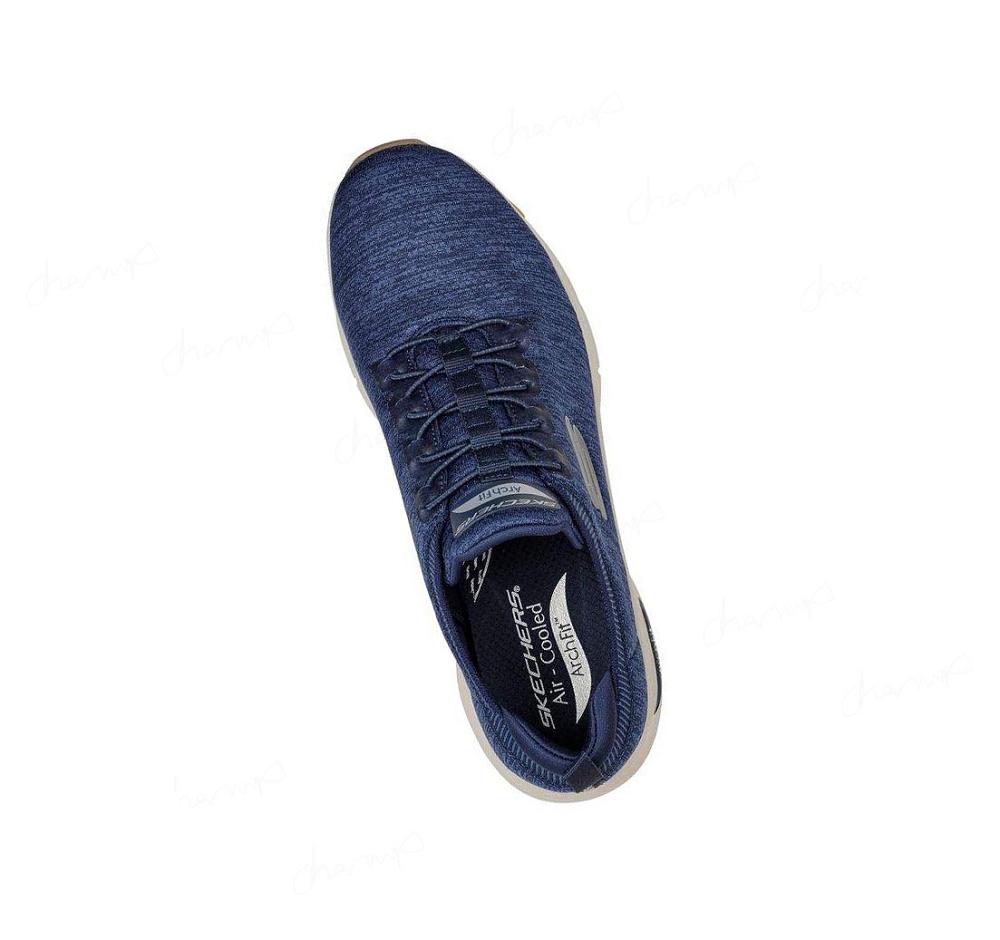 Zapatillas Para Caminar Skechers Arch Fit - Waveport Hombre Azul Marino | 5639D_AR