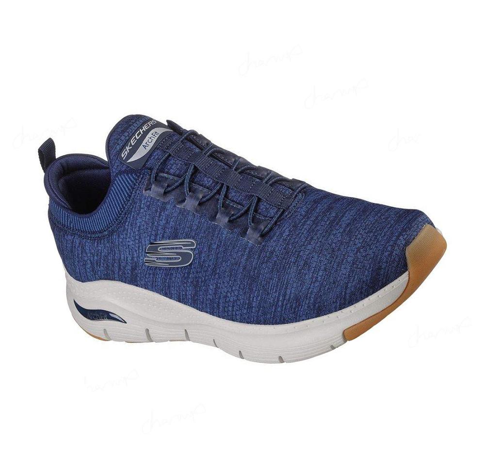 Zapatillas Para Caminar Skechers Arch Fit - Waveport Hombre Azul Marino | 5639D_AR