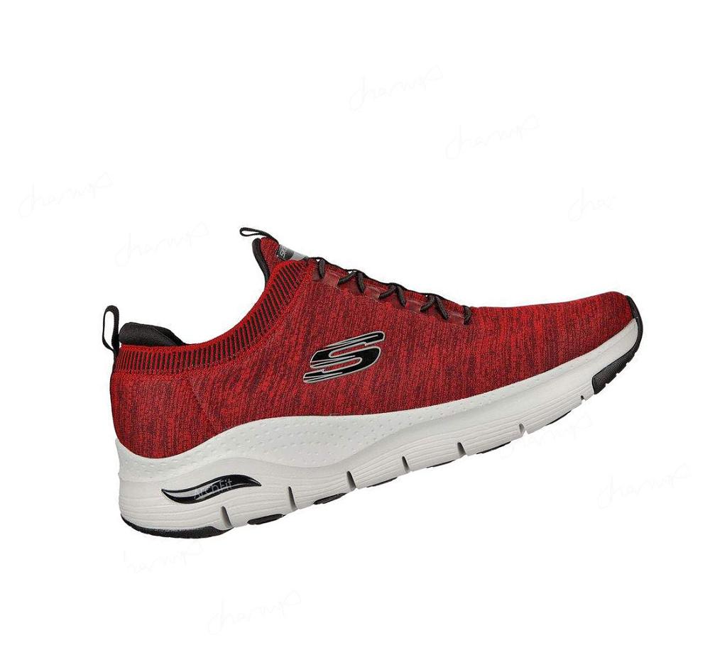 Zapatillas Para Caminar Skechers Arch Fit - Waveport Hombre Rojas Negras | 563TG_AR