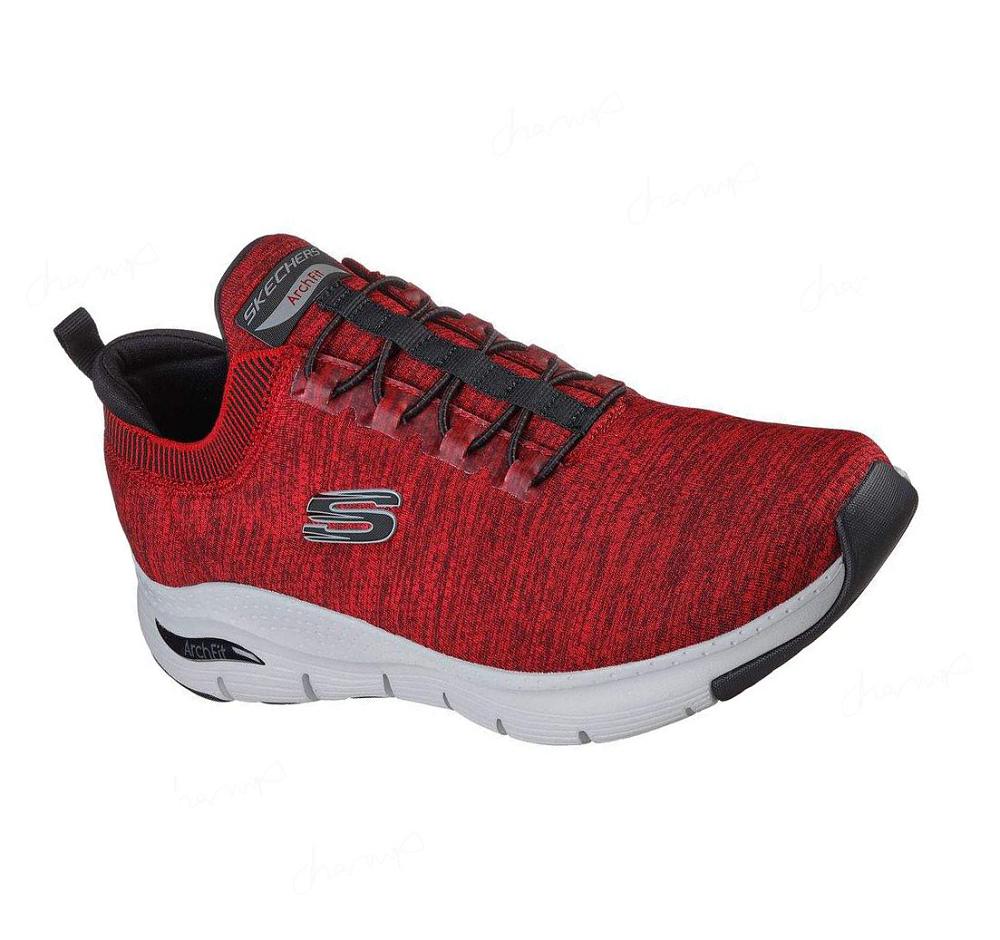 Zapatillas Para Caminar Skechers Arch Fit - Waveport Hombre Rojas Negras | 563TG_AR