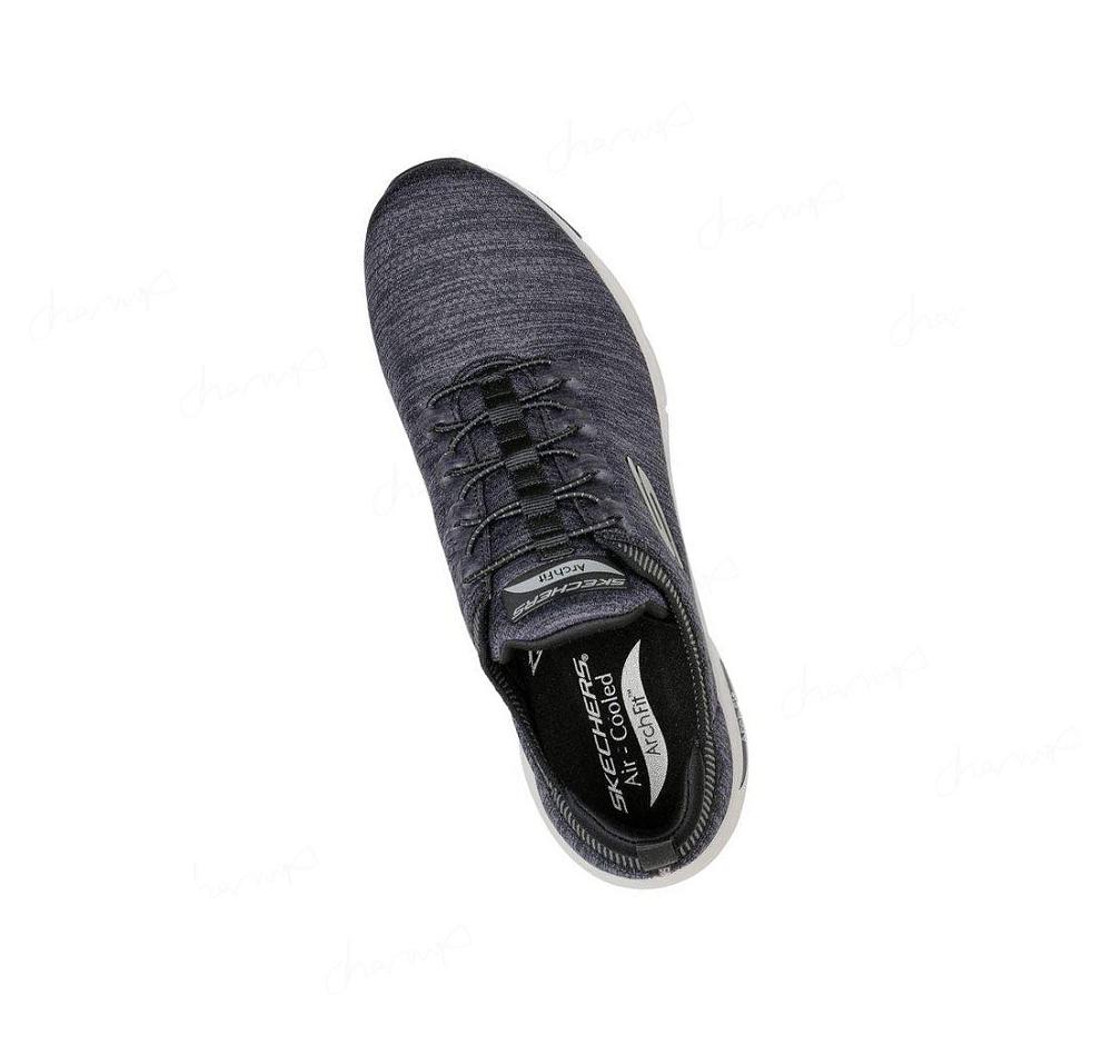 Zapatillas Para Caminar Skechers Arch Fit - Waveport Hombre Negras Gris | 5650L_AR