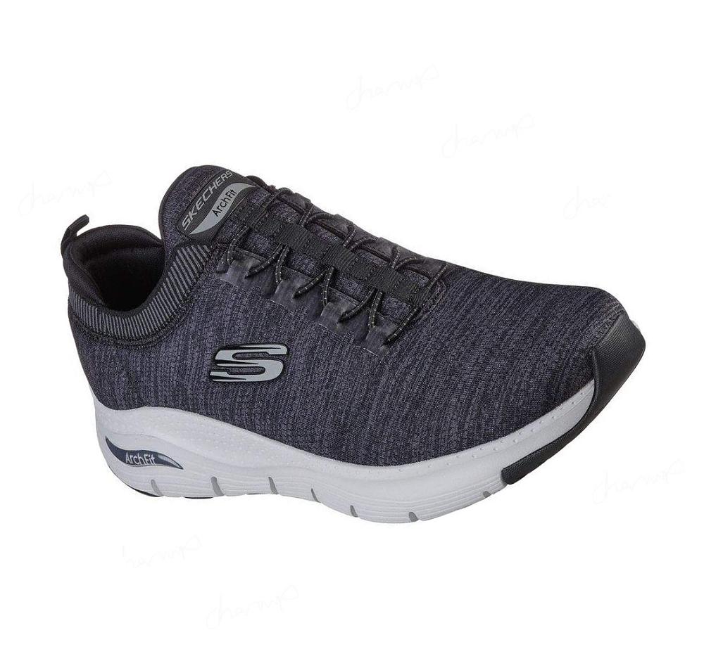 Zapatillas Para Caminar Skechers Arch Fit - Waveport Hombre Negras Gris | 5650L_AR