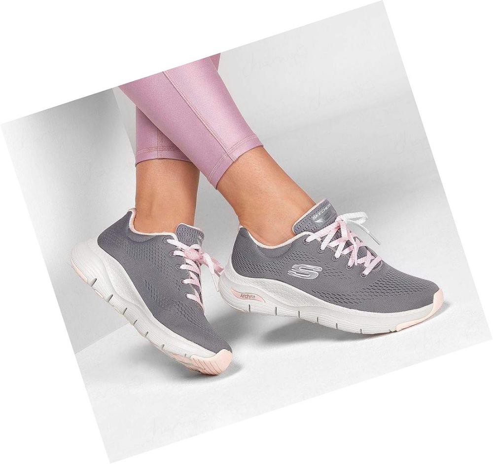 Zapatillas Para Caminar Skechers Arch Fit - Big Appeal Mujer Gris Rosas | A1A8L_AR