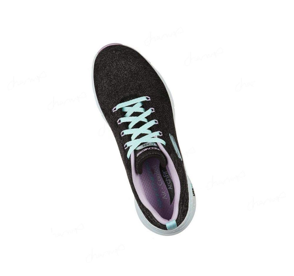 Zapatillas Para Caminar Skechers Arch Fit - Comfy Wave Mujer Negras Lavanda | A2233_AR