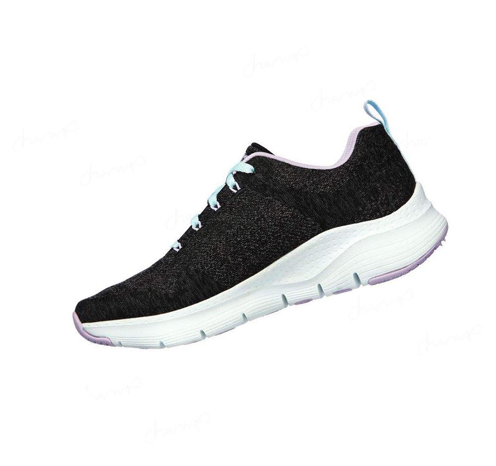 Zapatillas Para Caminar Skechers Arch Fit - Comfy Wave Mujer Negras Lavanda | A2233_AR