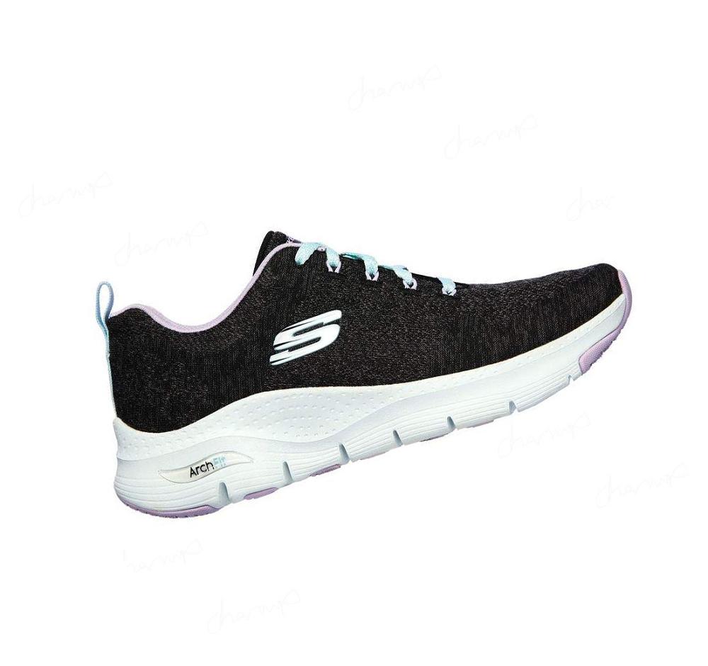 Zapatillas Para Caminar Skechers Arch Fit - Comfy Wave Mujer Negras Lavanda | A2233_AR