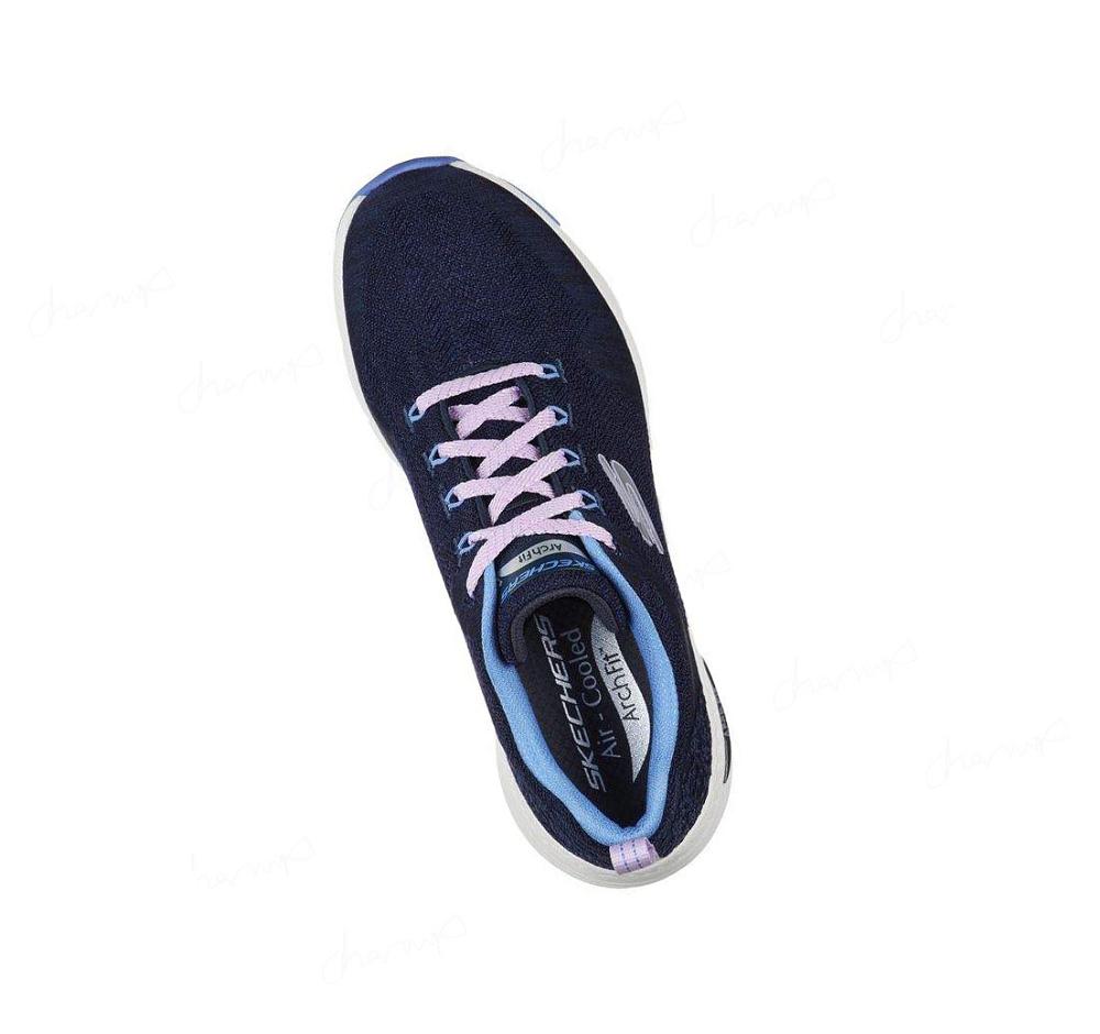 Zapatillas Para Caminar Skechers Arch Fit - Comfy Wave Mujer Azul Marino Azules | A298L_AR